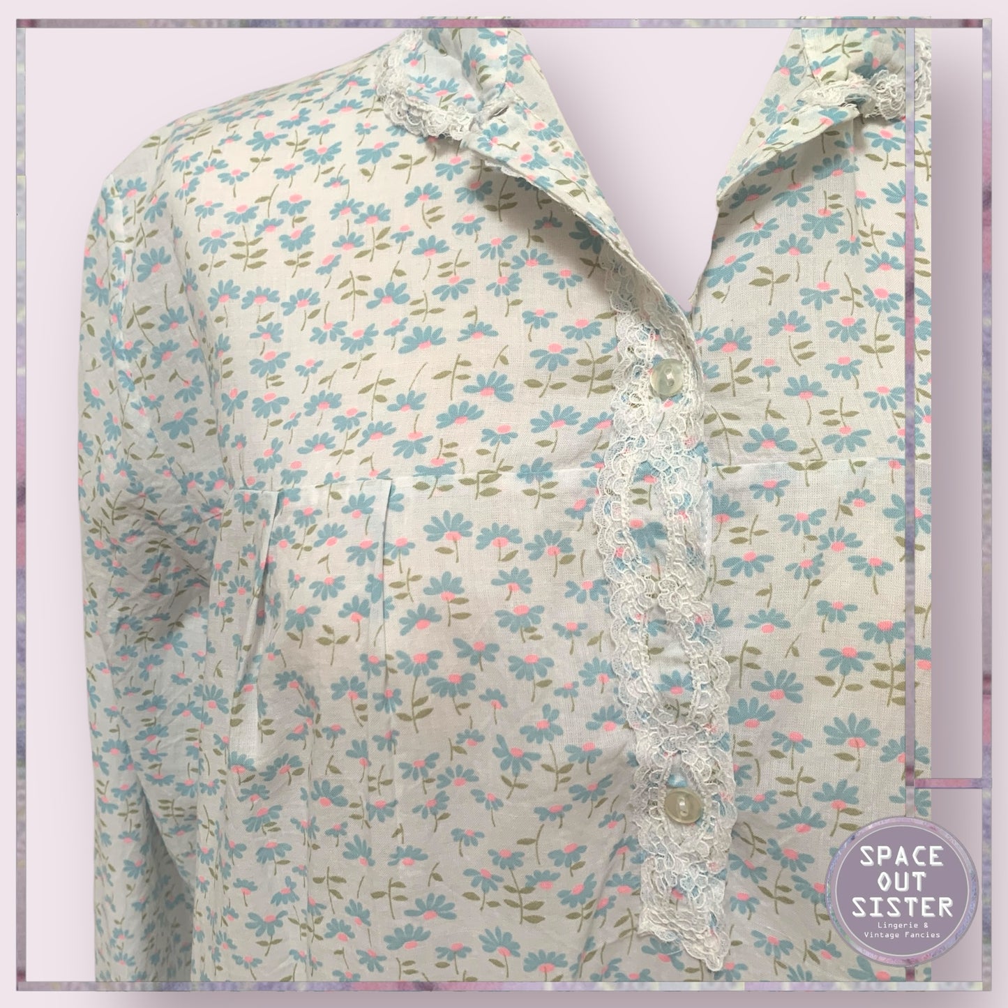 Vintage Blue & Neon Flower Nightdress
