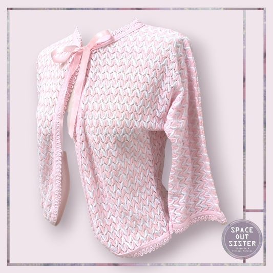 Vintage Bed Jacket in Pink & White