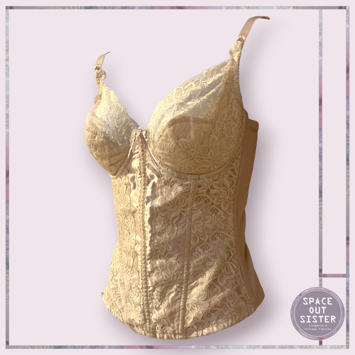 Vintage Champagne Floral Lace Basque