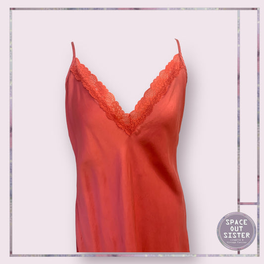 Vintage Coral Silk Nightdress