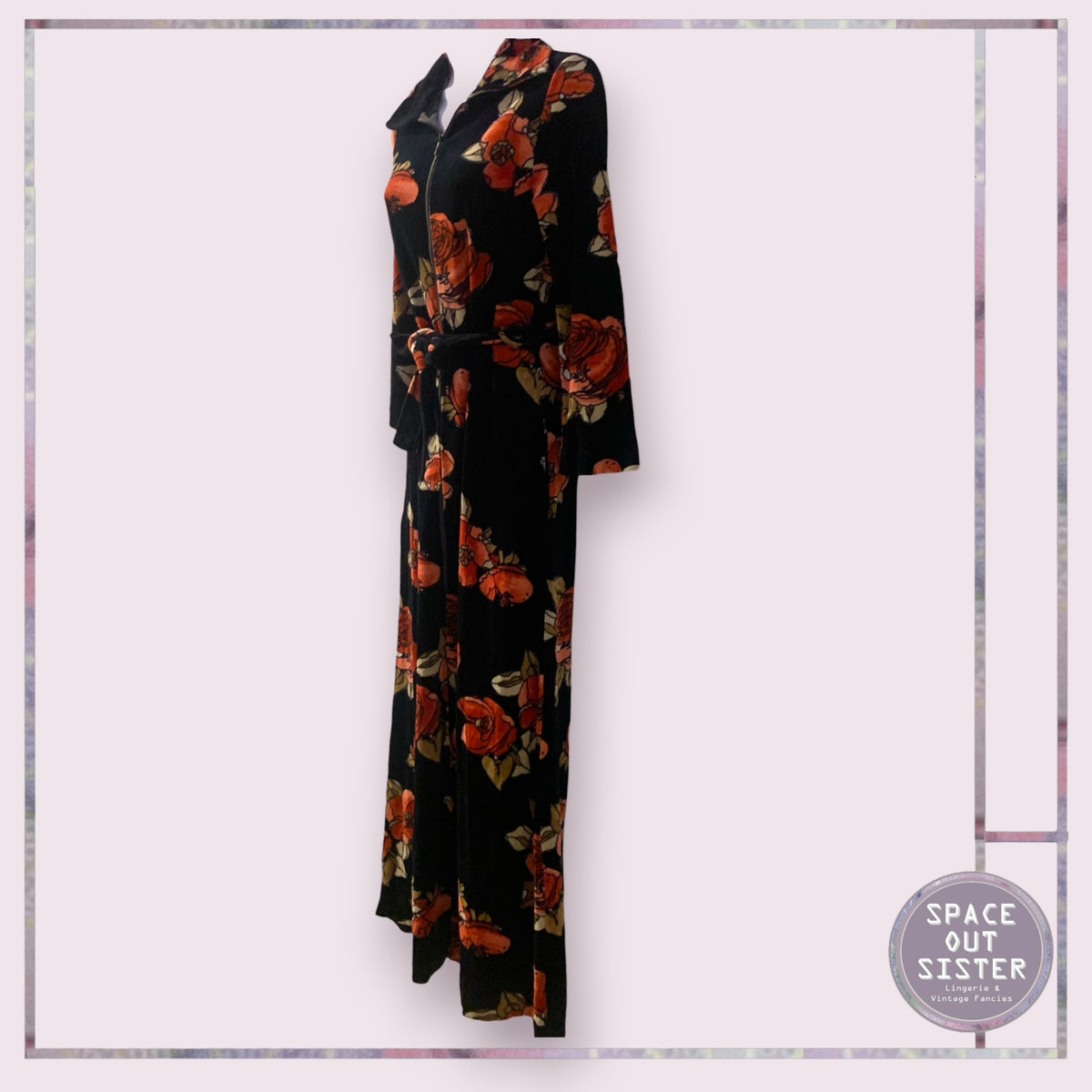 Vintage Cotton Rose Zip Robe