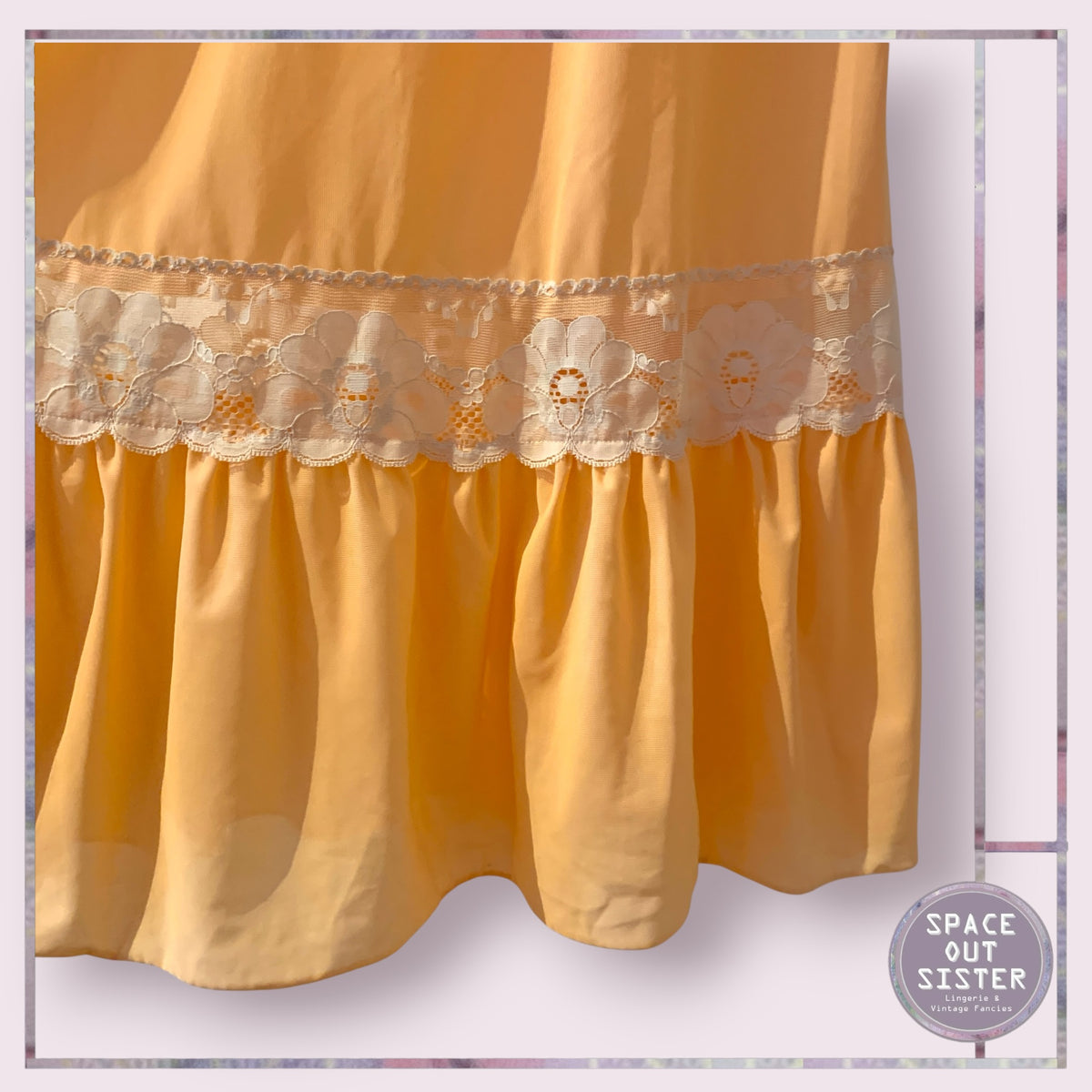 Vintage Pin Tuck Peach Nightdress Bust 28”