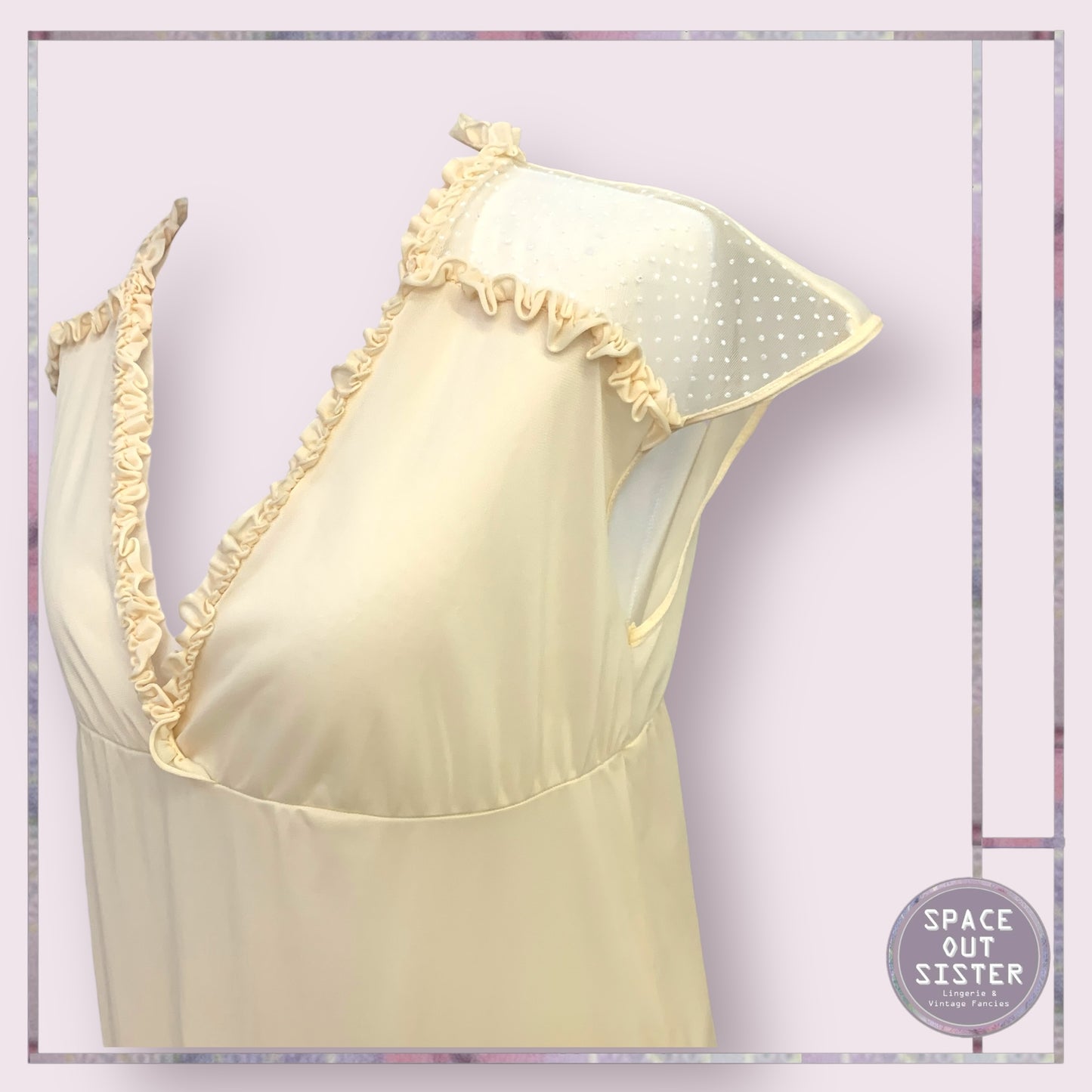 Vintage Polka Shoulder Ruffle Nightdress
