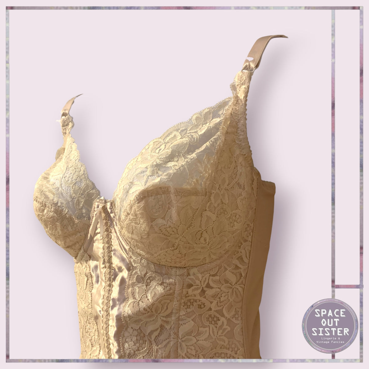 Vintage Champagne Floral Lace Basque