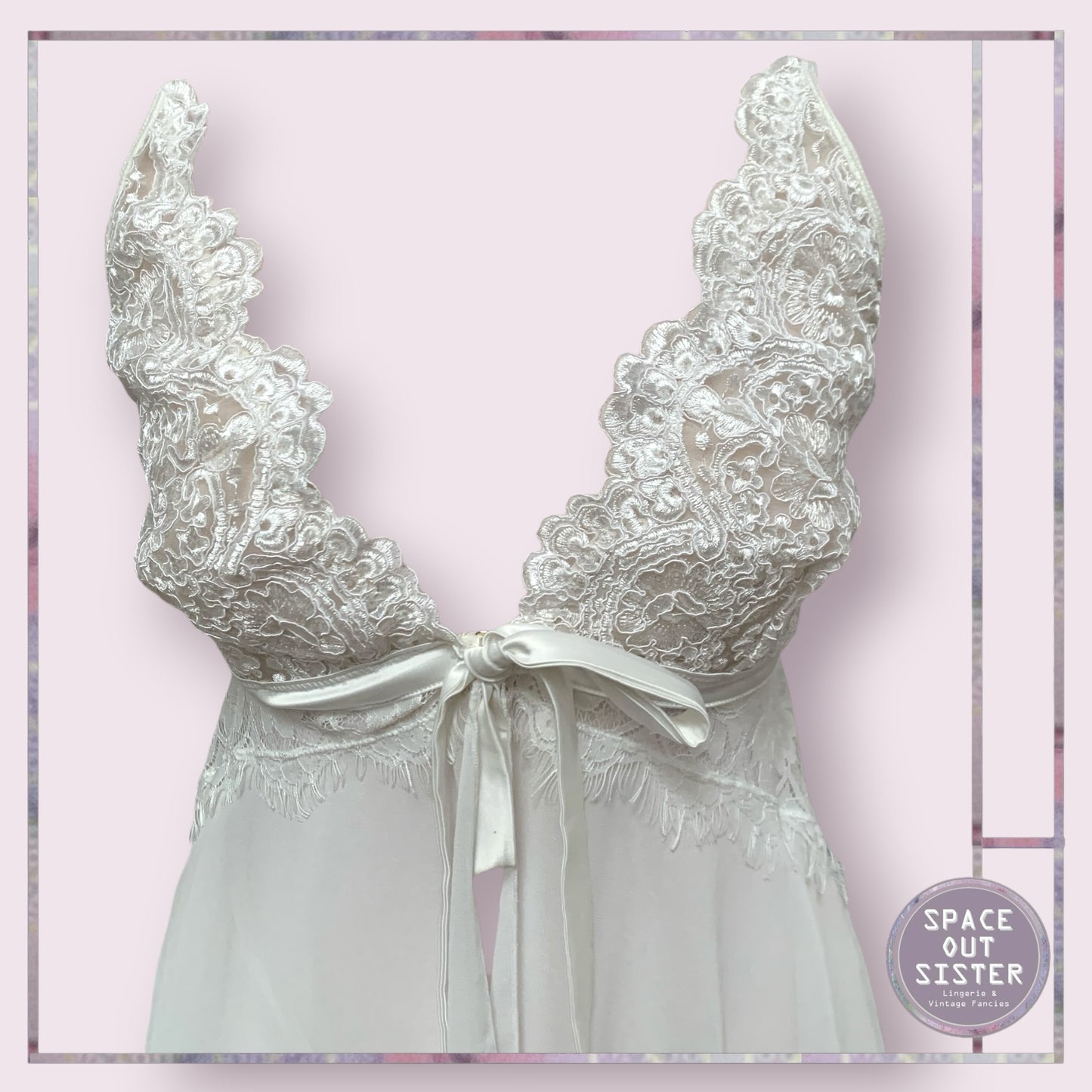 Ribbon Tie Open White Nightdress