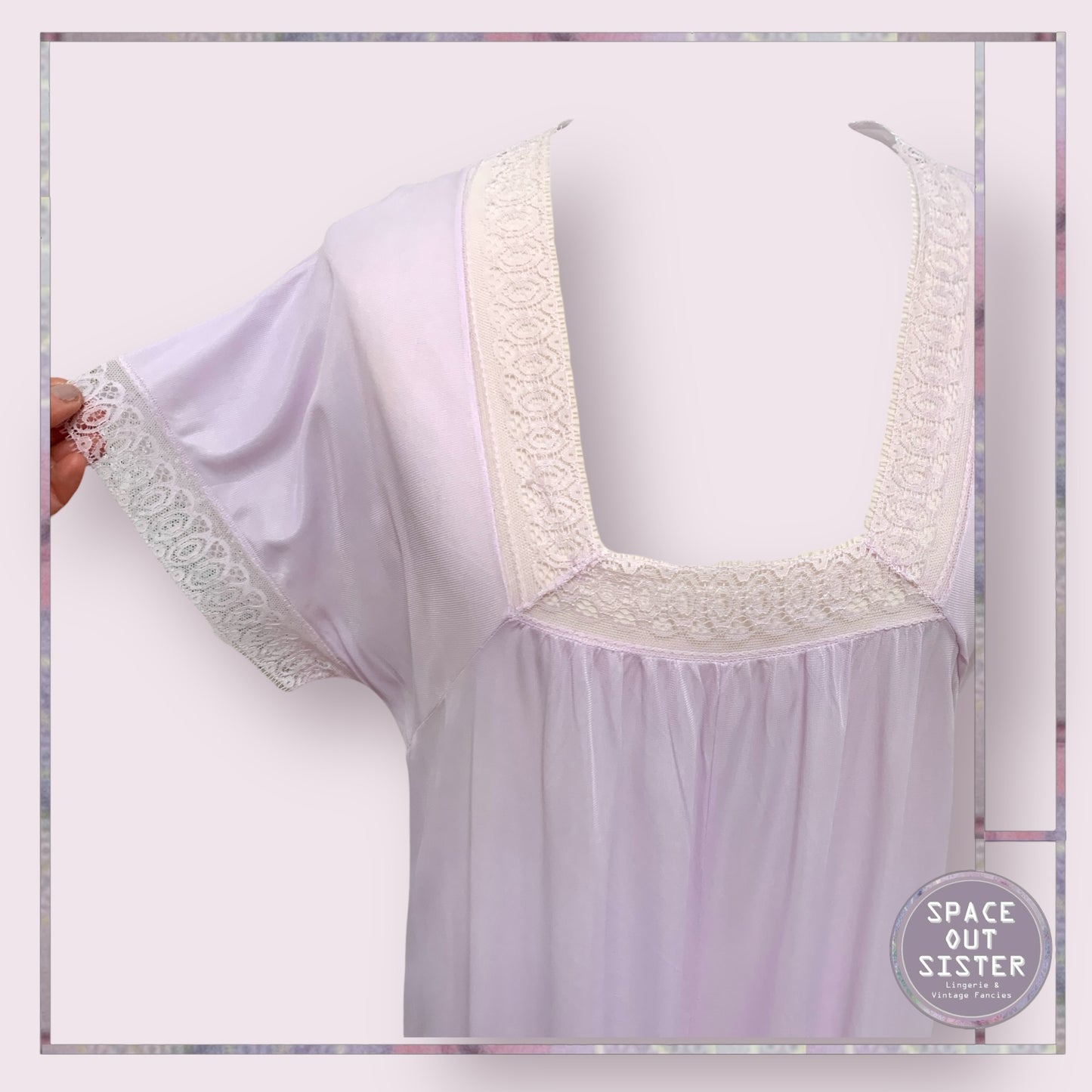 Vintage Lilac Square Neck Nightdress