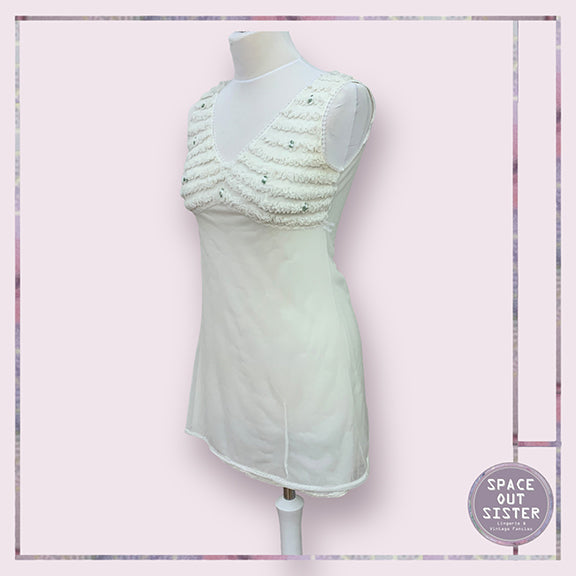 Circa 1960s Vintage Short Ruffle Nightdress