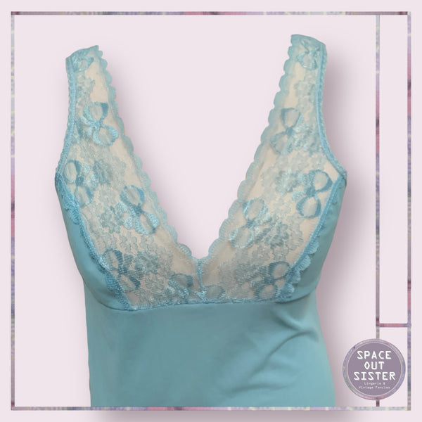 Vintage Blue Bow Lace Slip