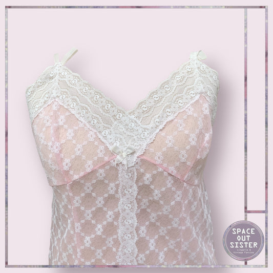 Vintage White Lace Overlay Slip