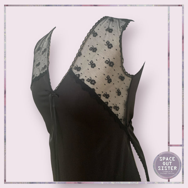 Vintage Black Full Split Nightdress