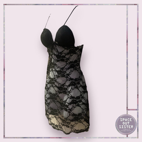 Black Lace Padded Nightdress