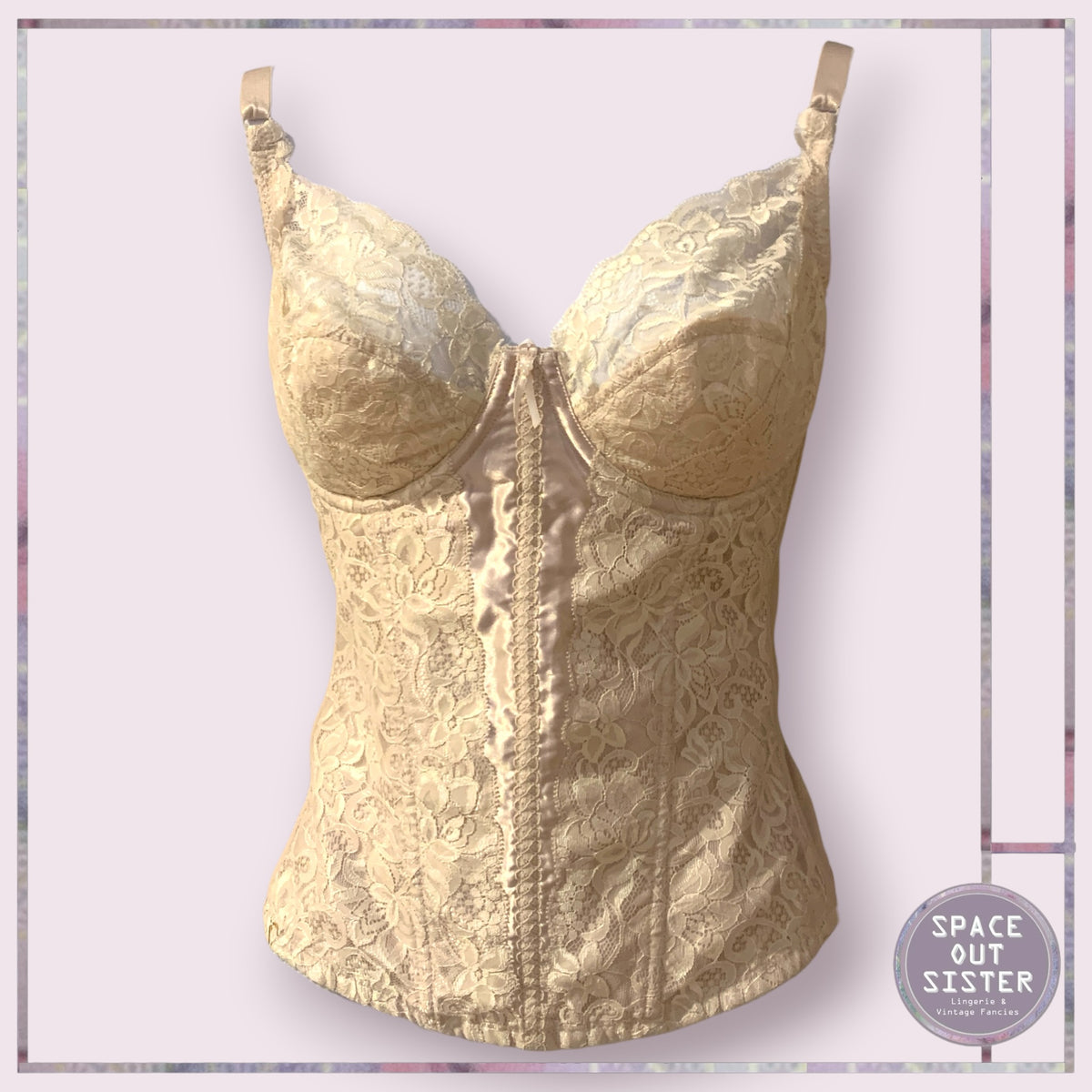 Vintage Champagne Floral Lace Basque