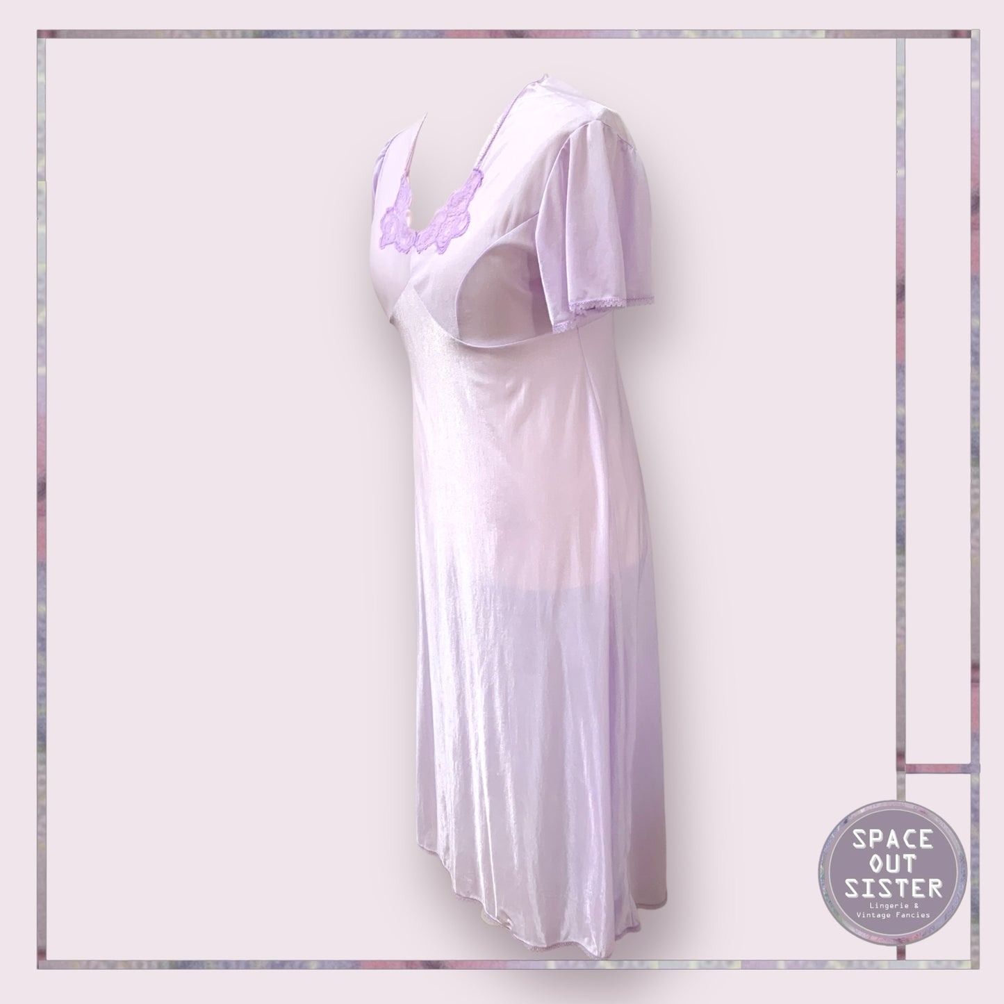 Reserved Vintage Lilac Lace Trim Nightdress