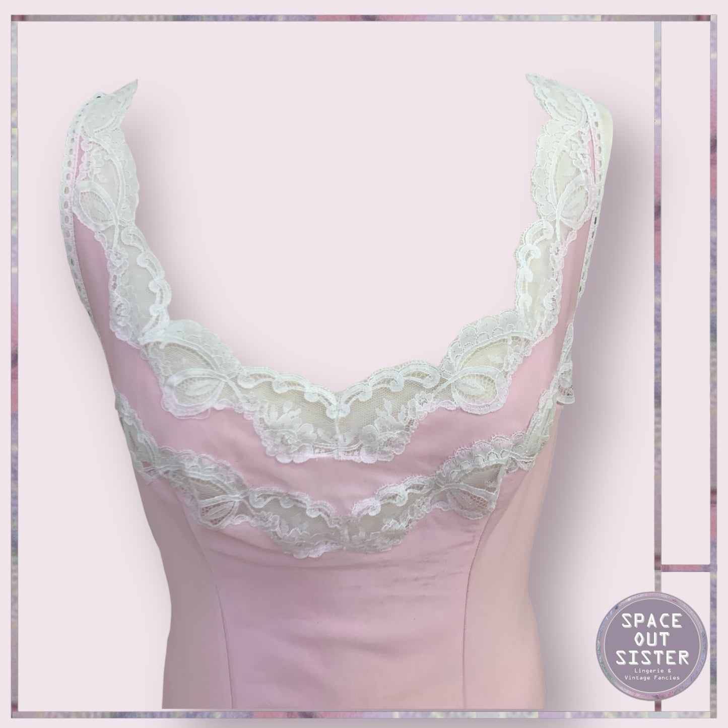 Vintage Pink & White Slip