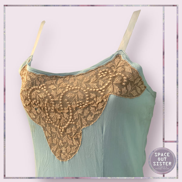 Vintage Tricot Taupe Lace Slip