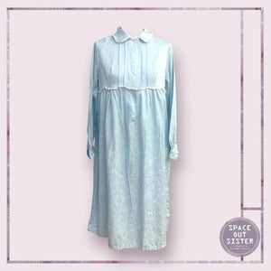 Vintage Blue Embossed Cotton Lined Nightdress