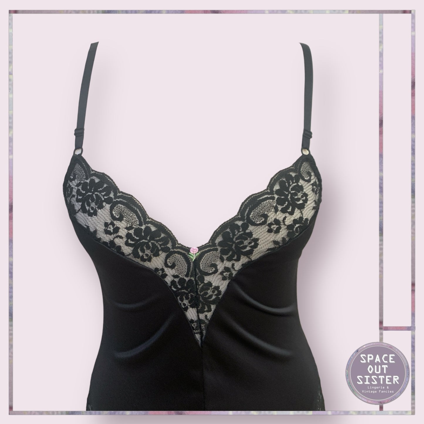 Vintage Black Satin Bodysuit