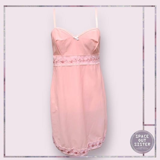 Vintage Embroidered Pink Slip