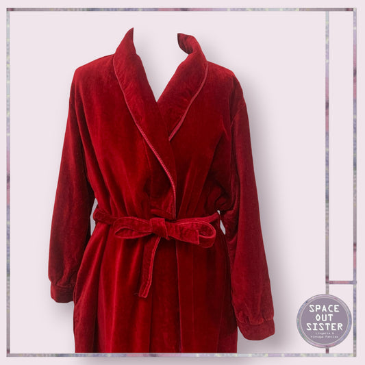 Vintage Velour Burgundy Robe