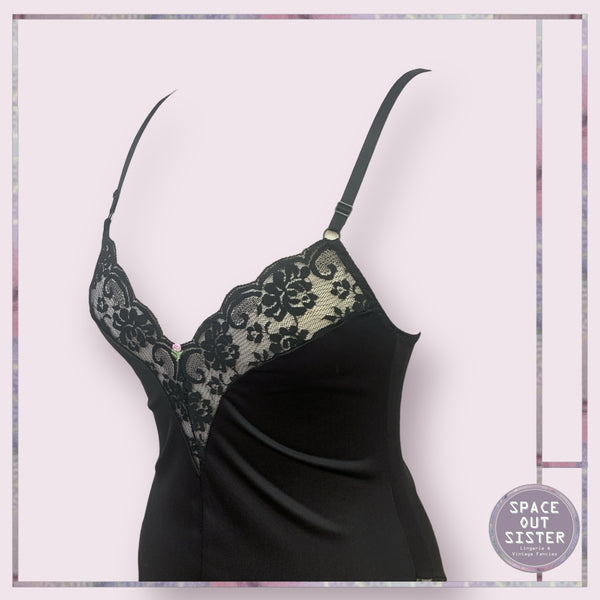 Vintage Black Satin Bodysuit