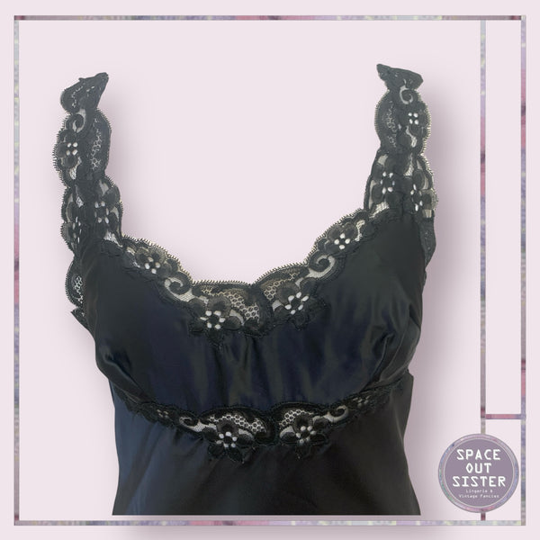 Vintage Black Lace Strap Slip