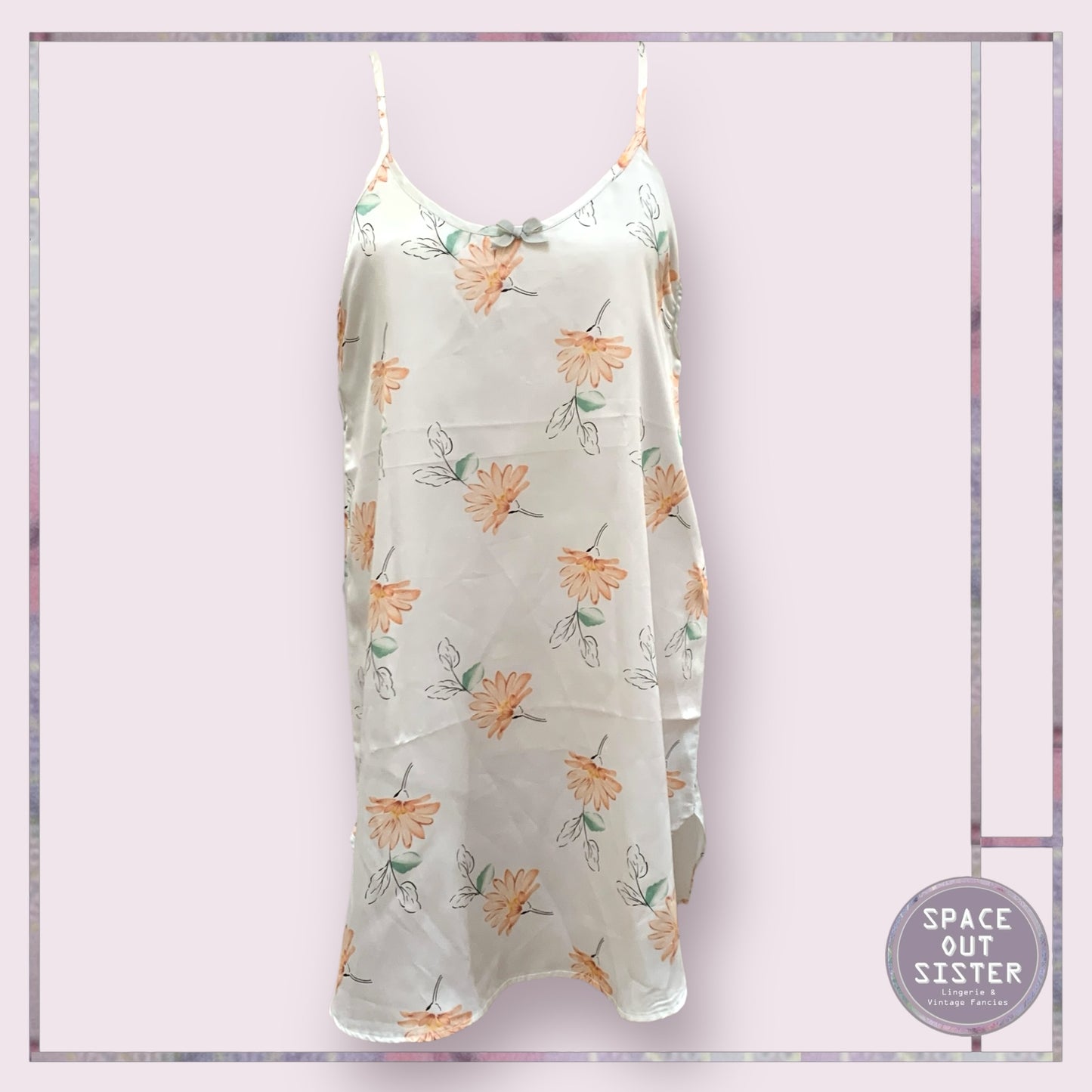 Vintage Peach Flower Slip Dress