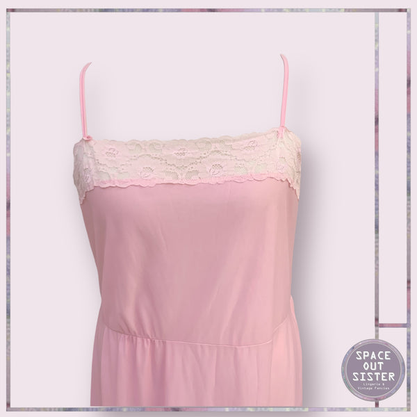 Vintage Pink Full Length Lace Nightdress