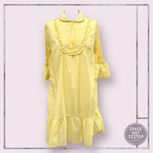 Vintage Beaded Flounce Lace Sleeve Nightdress