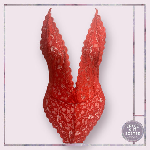 Reserved Super Soft Red Lace Bodysuit