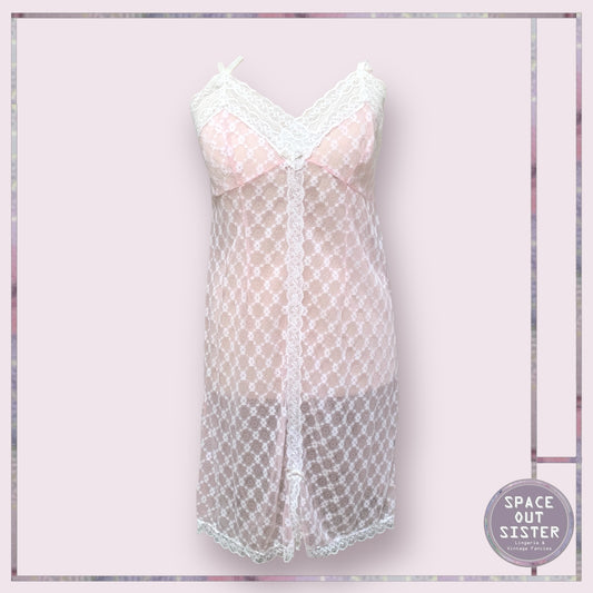 Vintage White Lace Overlay Slip