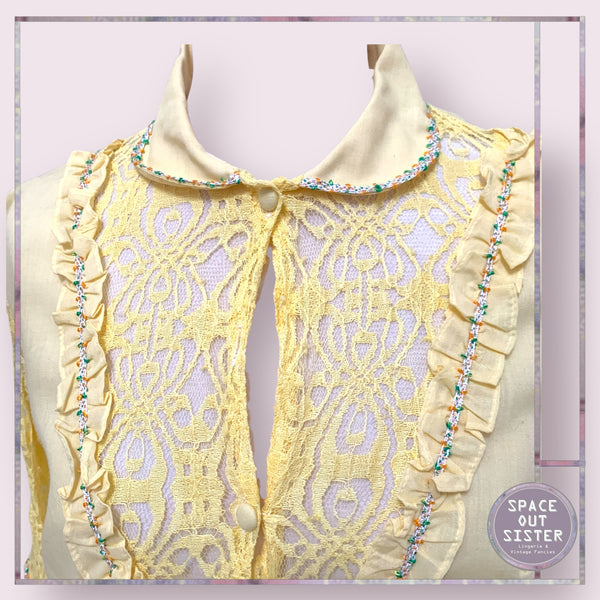 Vintage Beaded Flounce Lace Sleeve Nightdress