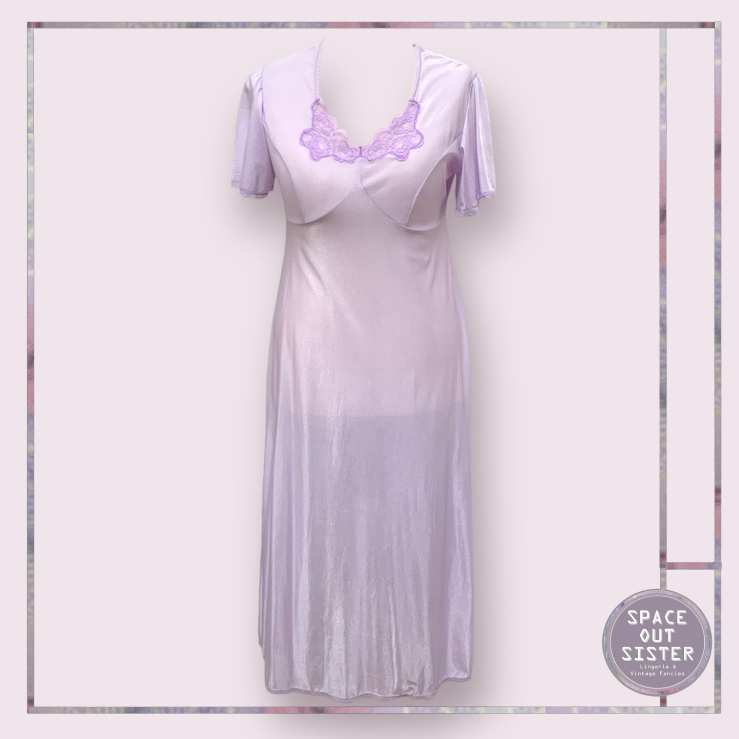 Reserved Vintage Lilac Lace Trim Nightdress
