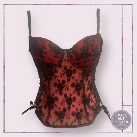 Red Black Lace Overlay Bustier