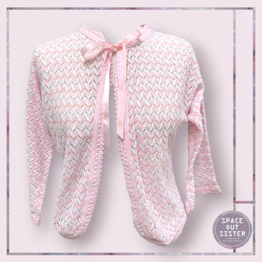 Vintage Bed Jacket in Pink & White