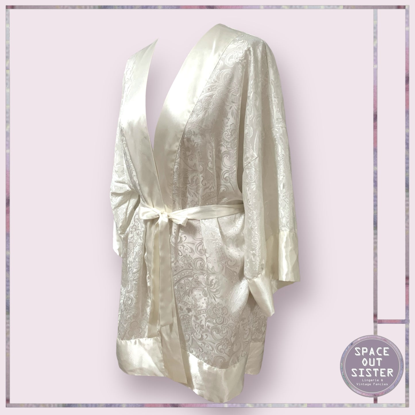 White Embossed Satin Robe