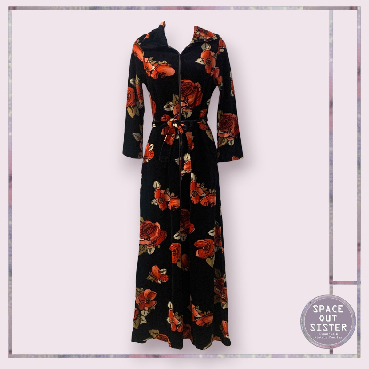 Vintage Cotton Rose Zip Robe