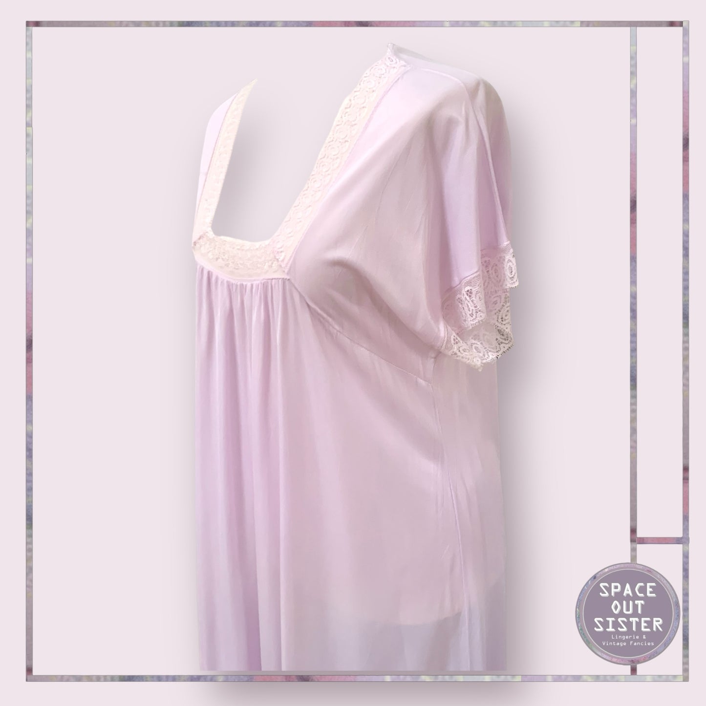 Vintage Lilac Square Neck Nightdress