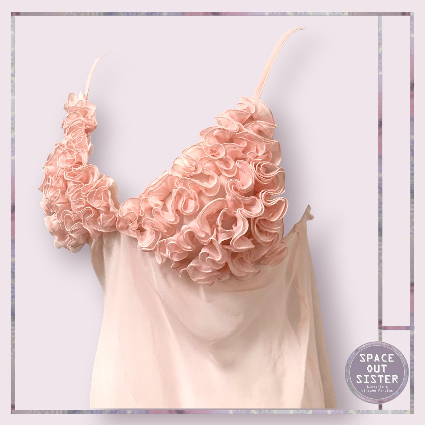 Vintage Ruffle Pink Sheer Nightdress