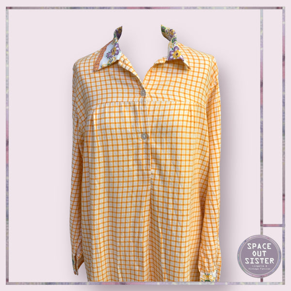 Vintage Grid Orange Cotton Nightdress