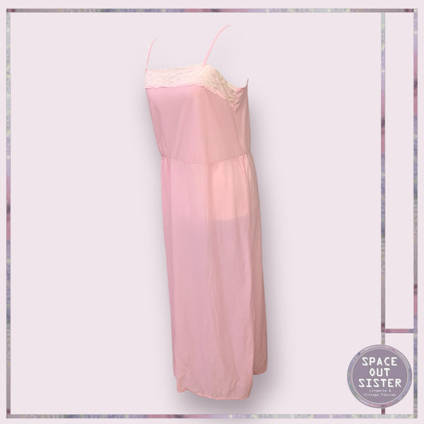Vintage Pink Full Length Lace Nightdress