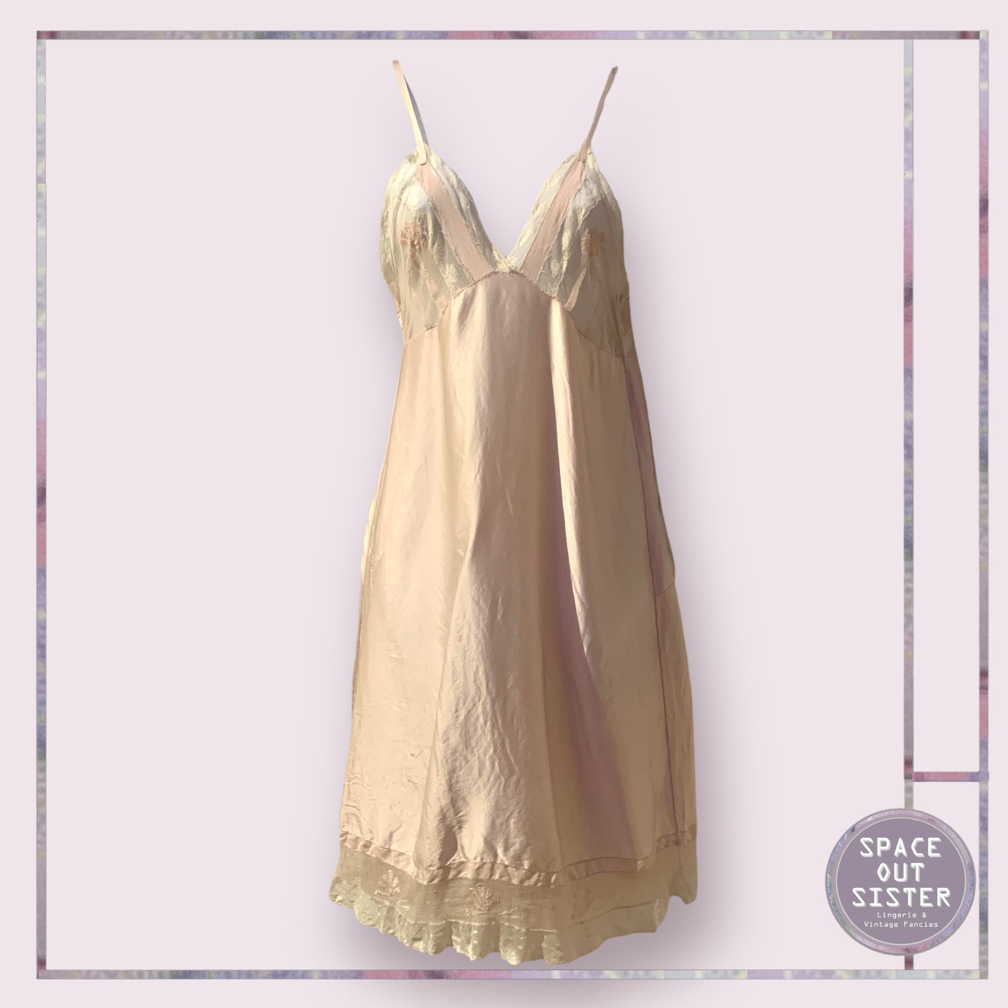 Vintage Silk Tea Rose Slip Dress