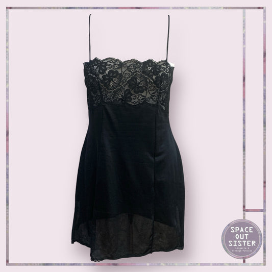 Vintage Black Mini Slip Dress