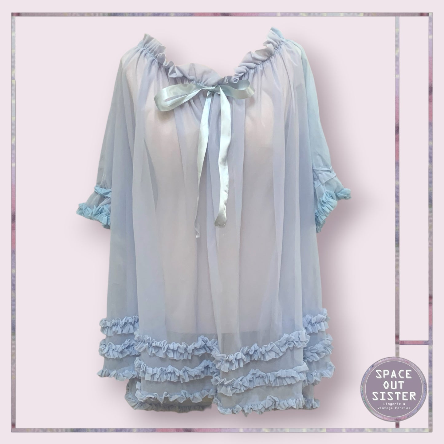 Rare! Vintage ILGWU Circa 1960s Ruffle Nightdress