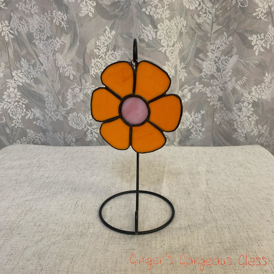 Retro Orange Flower by Ginger's Gorgeous Glass