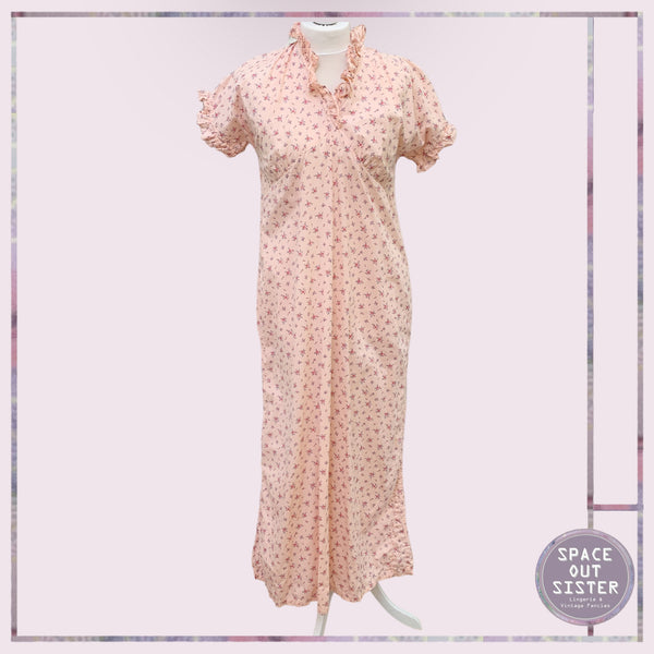Vintage Peach Floral Cotton Nightdress