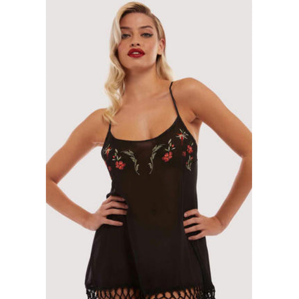 New Bettie Page Embroidered Tassel Chemise