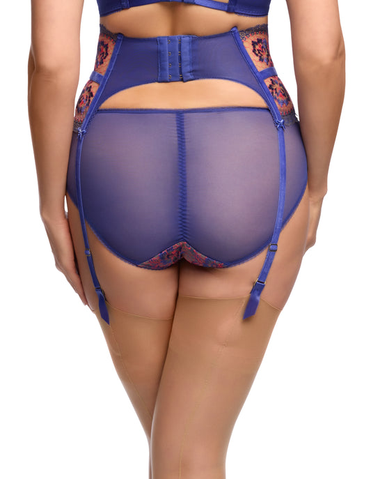 New Evelina Cobalt & Coral Suspender Belt by Dita Von Teese