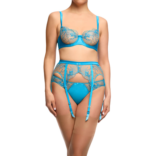 New Julie's Roses Butterfly Blue Suspender Belt by Dita Von Teese