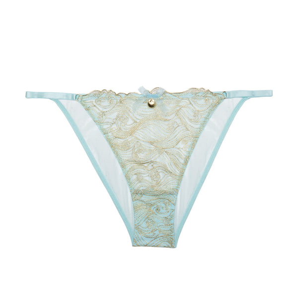 New Ayaka Blue Wave Embroidery Tanga Brief