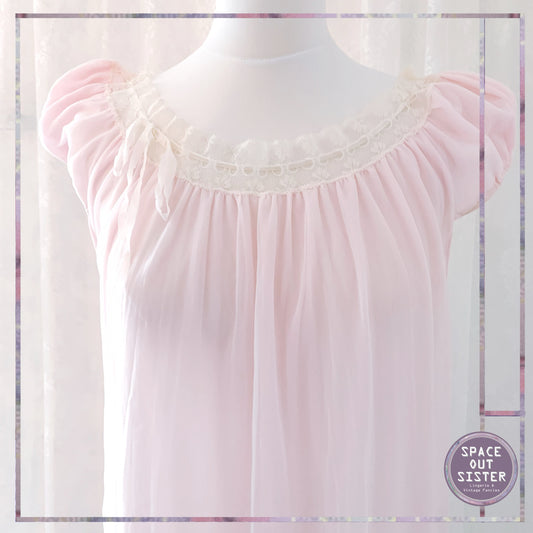 1950s Feather Soft Petal Pink Nightdress